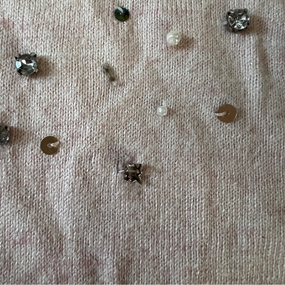 WORTHINGTON Pink Beaded Sequin Embellished Sweater Small Crew Balloon Sleeve - Picture 8 of 8